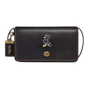 Дисней Коллаборация Кожаная Сумка Динки Через Плечо Средний Размер Женская Черная COACH