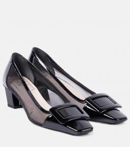 Туфли Belle Vivier 45 из сетки с кожаной отделкой Roger Vivier, Nero