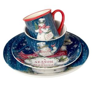 Сертифицированный международный набор столовой посуды Snowman Greetings из 16 предметов Certified International, мультиколор