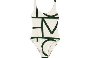 Монограмма купальник One piece TOTEME, желтый/зеленый