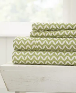 Комплект постельного белья Farmhouse Chic Premium Ultra Soft Pattern из 4 предметов, размер Queen Ienjoy Home, Sage Chevron