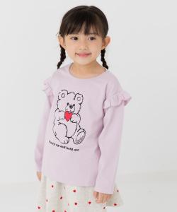 Футболка с длинными рукавами и принтом, из 100% хлопка, с оборками на плечах Chil2, цвет F Bear/Lavender
