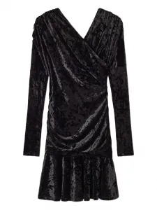 Платье мини со сборками Ganni, черный