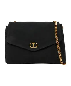 Черная сумка через плечо с шевронным узором Twinset, черный