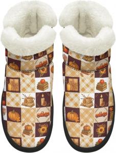 Женские удобные ортопедические зимние ботинки с поддержкой свода стопы, зимние снежные ботинки с мехом, на мягкой подошве EVA, пушистые ботинки Chririnla, Autumn Checkered