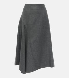 Асимметричная юбка миди из натуральной шерсти Brunello Cucinelli, Grigio Scuro