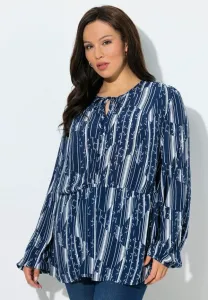 Блузка с геометрическим принтом в виде якоря Ulla Popken, Ink Blue