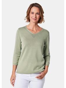 Короткий размер: вязаный свитер с V-образным вырезом цвета мха. GOLDNER