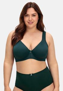 Комфортный бюстгальтер с двойными слоями и непрозрачной отделкой Sheego, темно-зеленый