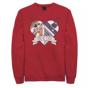 Мужской флисовый пуловер с рисунком Valentines You R2 Cute Heart Droids Star Wars