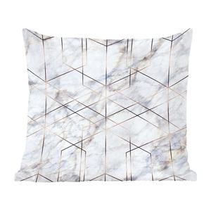 Декоративная подушка MuchoWow, диванная подушка, декоративная подушка для гостиной, 60 х 60 см, мрамор, золото, белый, чехол на подушку, хлопчатобумажная ткань, декоративные чехлы на подушки, мультиколор