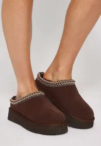 Тапочки на платформе без шнурков Loungeable, Brown