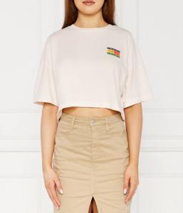 Футболка женская Tommy Jeans с флагом укороченная, экрю