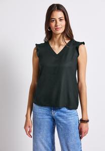 Футболка Street One V-NECK MIT HÄKELDETAILS, Grün/Dark Green