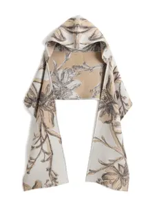 Жаккардовый кейп с капюшоном и цветочным узором Woolrich, белый