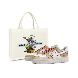 Nike Кроссовки для скейтбординга Air Force 1 Breathable Low top, женские, желтые и белые