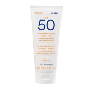 Солнцезащитный крем yoghurt sonnenschutz-emulsion für körper und gesicht spf50 Korres, объем 200 мл