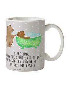 Кружка для кофе Бабушка купается с надписью в пастельно-серых тонах Mr. & Mrs. Panda