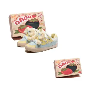 OAOQ Износостойкие и легкие низкие кеды для скейтбординга унисекс белый желтый синий - синий желтый белый (бантик), цвет Blue Yellow White (Bowknot)