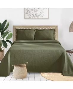 100% хлопок, всесезонный комплект из 2-х покрывал Fleur De Lis Medallion, Twin Superior, зеленый