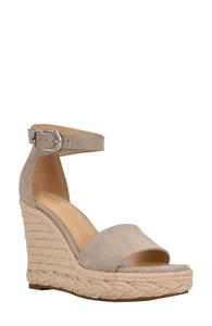 Guess Hidy Sandal Women's Gray Suede Round Toe Wedge Heel Espadrille JOBB470, серый