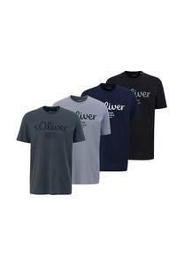 Футболка в упаковке 4 шт. - базовый принт с логотипом круглый вырез хлопок S.Oliver, мультиколор