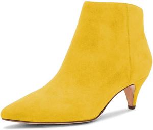 XYD стильные женские ботильоны, низкий каблук-«kitten», заостренный носок, закрытая носочная часть, боковая молния, выпускной, блестки, вечеринка, мода, короткие ботильоны, Gelb