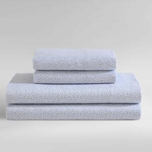 Calvin Klein Комплект постельного белья, размер Queen (пододеяльник 203x229 см, простыня 152x203 см, наволочки 51x76 см), сатиновый хлопок, глубокие карманы, сертифицирован Oeko-Tex, синий цвет с абстрактным мелким цветочным узором