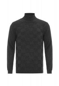 Свитер-водолазка с клетчатым узором CIPO & BAXX, антрацит