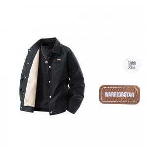 Куртка Unisex Lapel Fleece lined WARRIOR, черный[free diy badge]