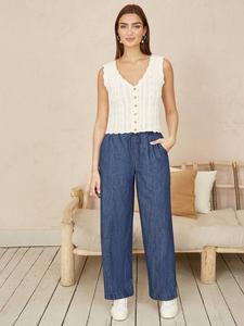 Широкие брюки из шамбре Yumi, синий