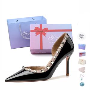 Take the Qin Туфли-лодочки на шпильке для женщин с боковыми вырезами черные [в коробке] (с подарком), цвет Side Cut-Out Black[Box Included](Gift Included)