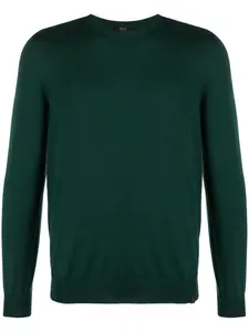 Джемпер тонкой вязки с отделкой в рубчик Fay, зеленый