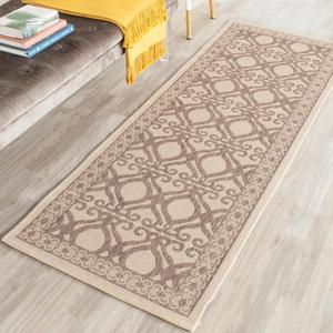 Ковер SAFAVIEH, 69 x 201 см, Washable Rug Outdoor Courtyard Collection - Runner, Natural & Brown, без линьки и простой в уходе, идеально для патио, прихожей, гардеробной, коридора, кухни (CY3040-3001)