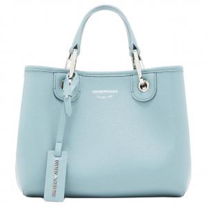 EMPORIO ARMANI Сумка-шоппер из полиуретана, женская, сине-серая