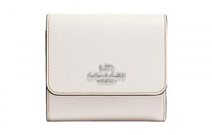COACH Женский кошелек тройного сложения из шагреневой кожи с монетницей белый