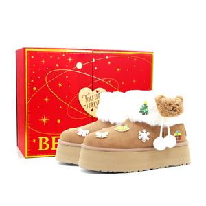 Ботинки короткие зимние UGG Milk Bear Crispy, белый / коричневый