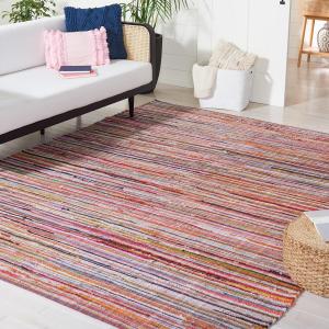 Ковер SAFAVIEH, 244 x 305 см, - Rag Collection - большой - Ivory & Multi, ручной работы из хлопка, узор в стиле бохо, идеально для гостиной, спальни, офиса, столовой (RAR240A)