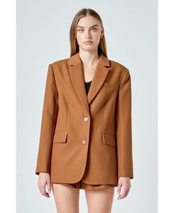 Женский повседневный блейзер оверсайз с двумя пуговицами endless rose, Camel