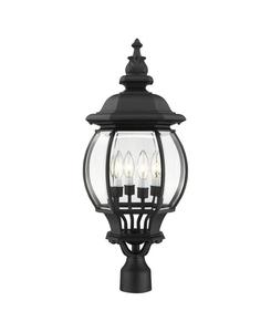 Уличный фонарь Frontenac с 4 плафонами на столбе Livex, черный