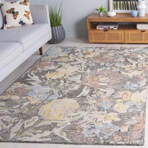 Ковер SAFAVIEH, 153 x 244 см,  Blossom Collection, Green & Charcoal, ручная работа из шерсти, идеально для гостиной, спальни, столовой (BLM555Y-5)