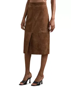 Замшевая юбка миди Майли Reiss, коричневый