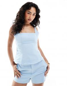 Приталенный топ ASOS DESIGN на бретелях синего цвета — часть комплекта