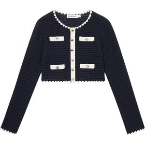 Self Portrait Вязаный свитер Женский Темно-синий