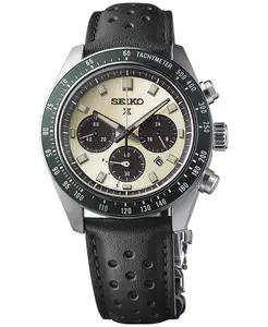 Мужские солнечные часы Prospex Speedtimer с хронографом на черном кожаном ремешке, 41 мм Seiko