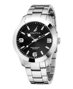 Мужские аналоговые часы из нержавеющей стали серебристого цвета, 43 мм Nautica, silver-tone