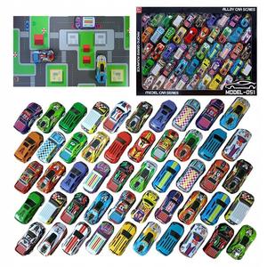 Toy Cars, металлические машинки для детей с пружинным приводом, 50 штук + карта AIG
