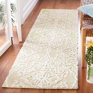 Ковер-дорожка SAFAVIEH, 69 x 244 см, Blossom Collection, Light Green & Ivory, ручной работы из шерсти, идеален для помещений с высокой проходимостью в гостиной, спальне (BLM112X)