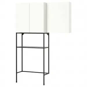 Комбинация полок для прачечной и ванной комнаты, белый/антрацит, 140x32x204 см, ENHET IKEA