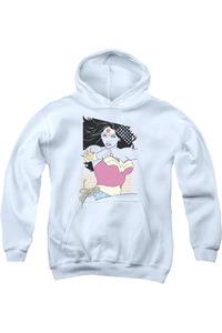 Толстовка с капюшоном «Лига Справедливости Америки» Чудо-женщина в стиле 80-х Gildan, белый